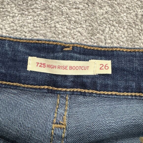 Levi's 725 High Rise Bootcut Denim Jeans Womens 26x30 Dark Wash Stretch Casual - Picture 5 of 15